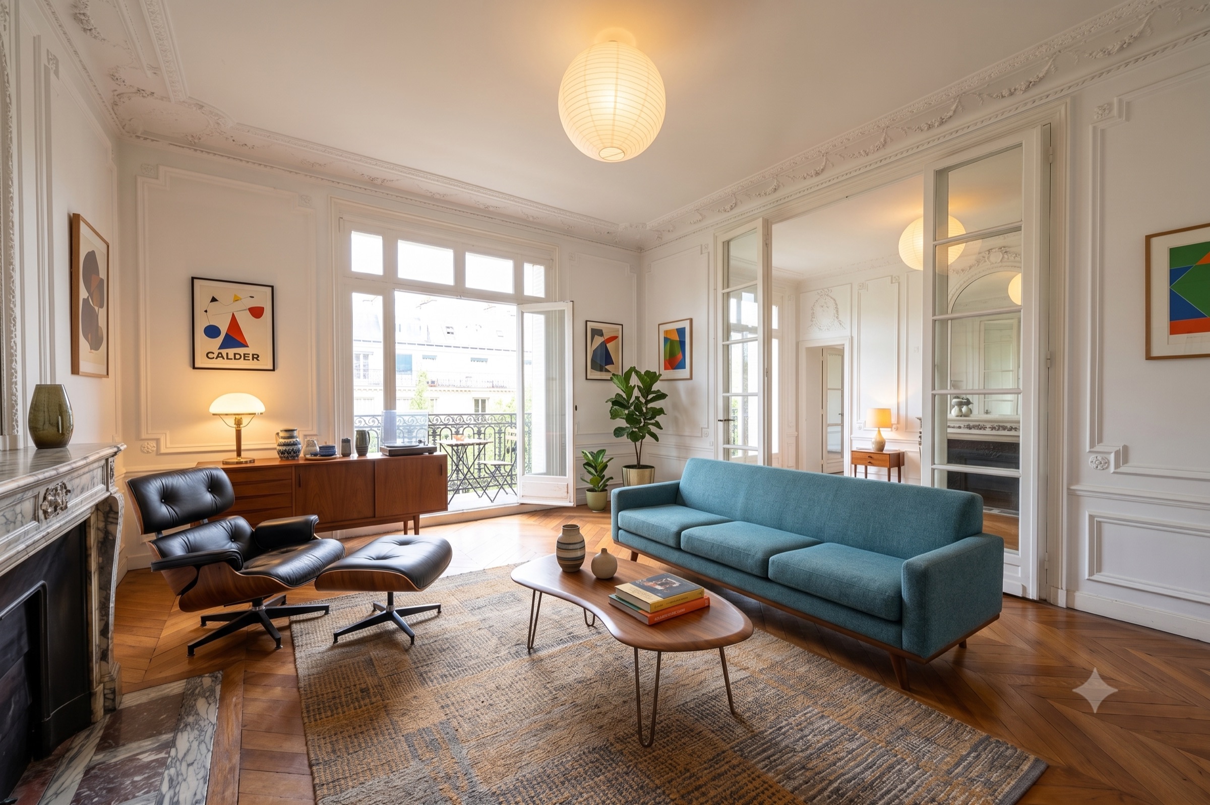 Virtual staging — salon meublé numériquement